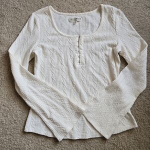 IDYLLWIND Miranda Lambert Boot Barn off-white henley pullover long sleeve top S